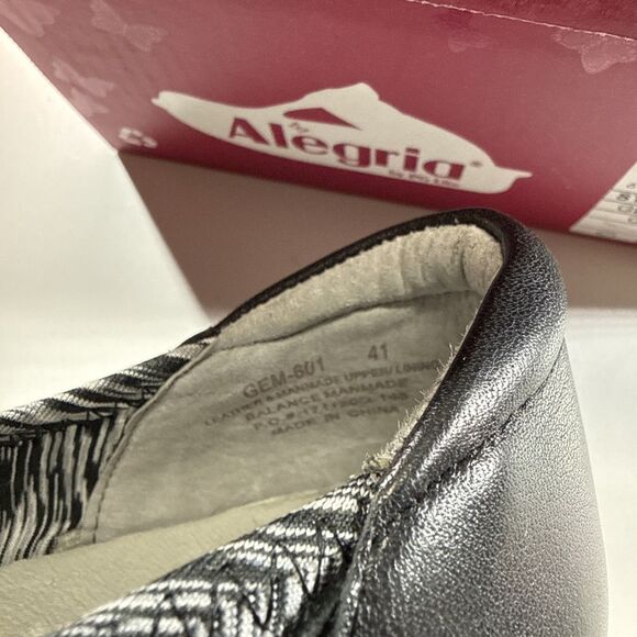 Alegria Women's Gem Black & White Shoes Size 11 Wide Mary Jane Style Soft Upper - Picture 6 of 12